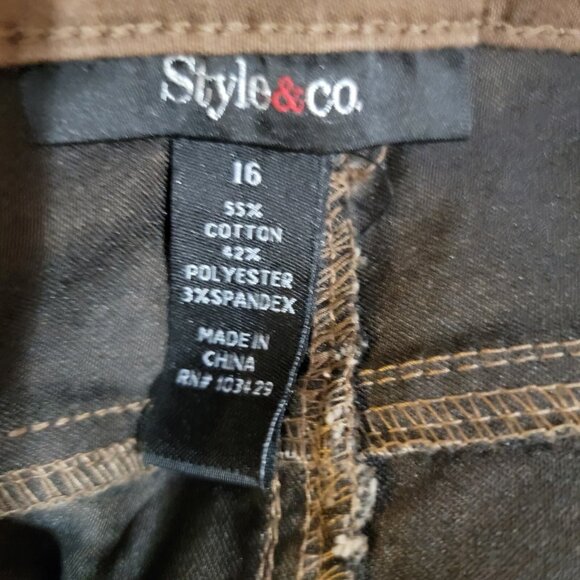 NWT Style‎ & Co Pants Wide Crop Brown Premium Stretch Summer Womens Sz 16 New - Picture 6 of 7
